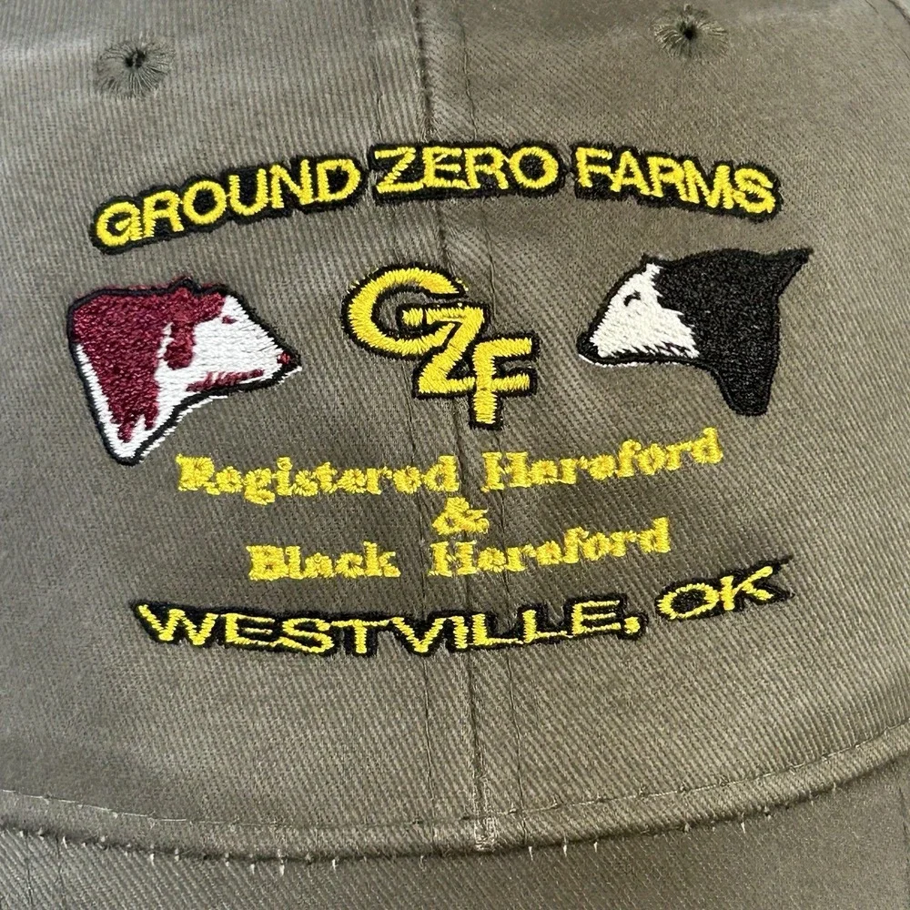 Ground Zero Farms Mens Olive Outdoor Cap Registered Hereford Farm Hat OSFM